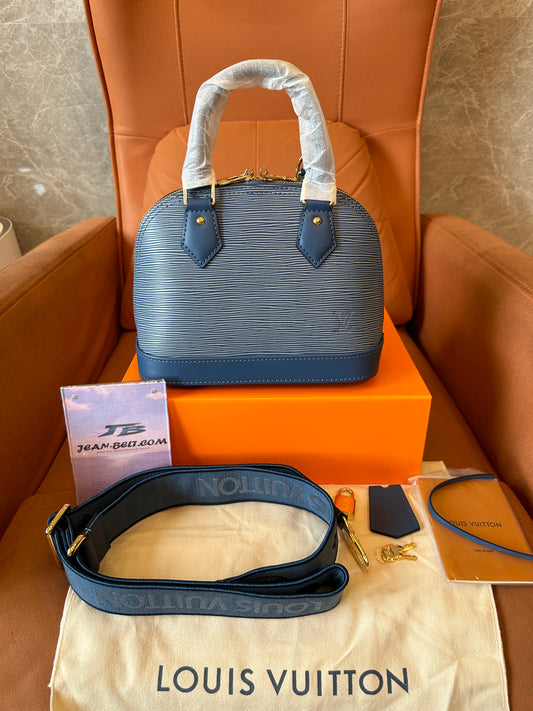 Louis Vuitton Alma BB Épi Leather Bag with Wide Strap - Blue