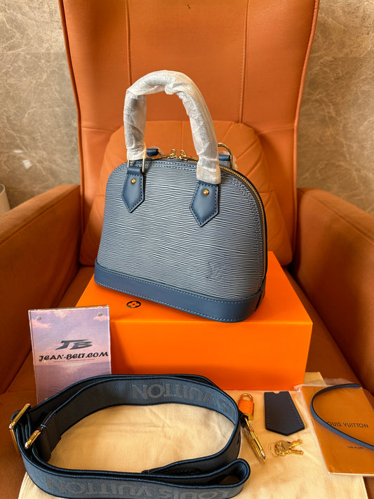 Louis Vuitton Alma BB Épi Leather Bag with Wide Strap - Blue