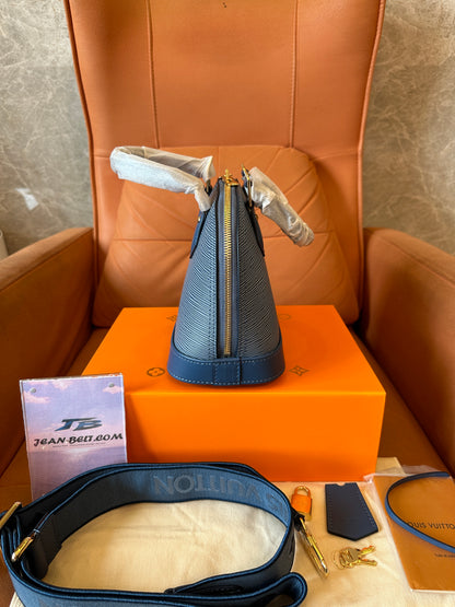 Louis Vuitton Alma BB Épi Leather Bag with Wide Strap - Blue