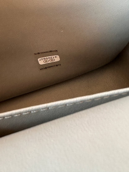 Chanel Lambskin Quilted Small Double Flap Grey