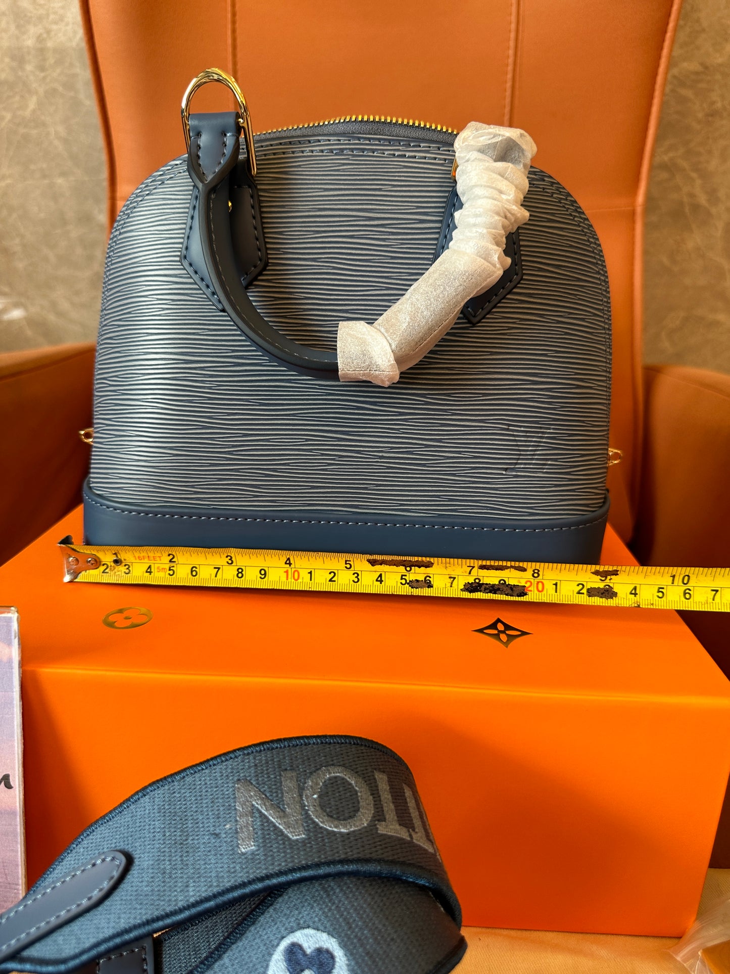 Louis Vuitton Alma BB Épi Leather Bag with Wide Strap - Blue