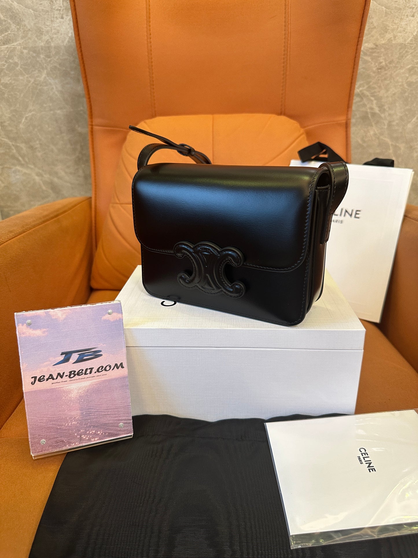 Celine Teen Triomphe Bag in Smooth Calfskin Black