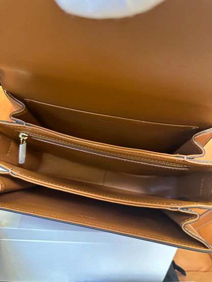 Celine Triomphe Bag in Tan Calfskin with Embossed Logo