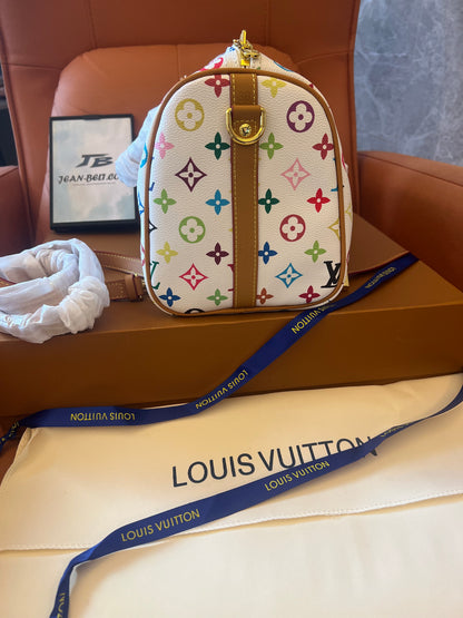 Louis Vuitton White Rainbow Monogram Canvas Leather Speedy 30 Shoulder Bag