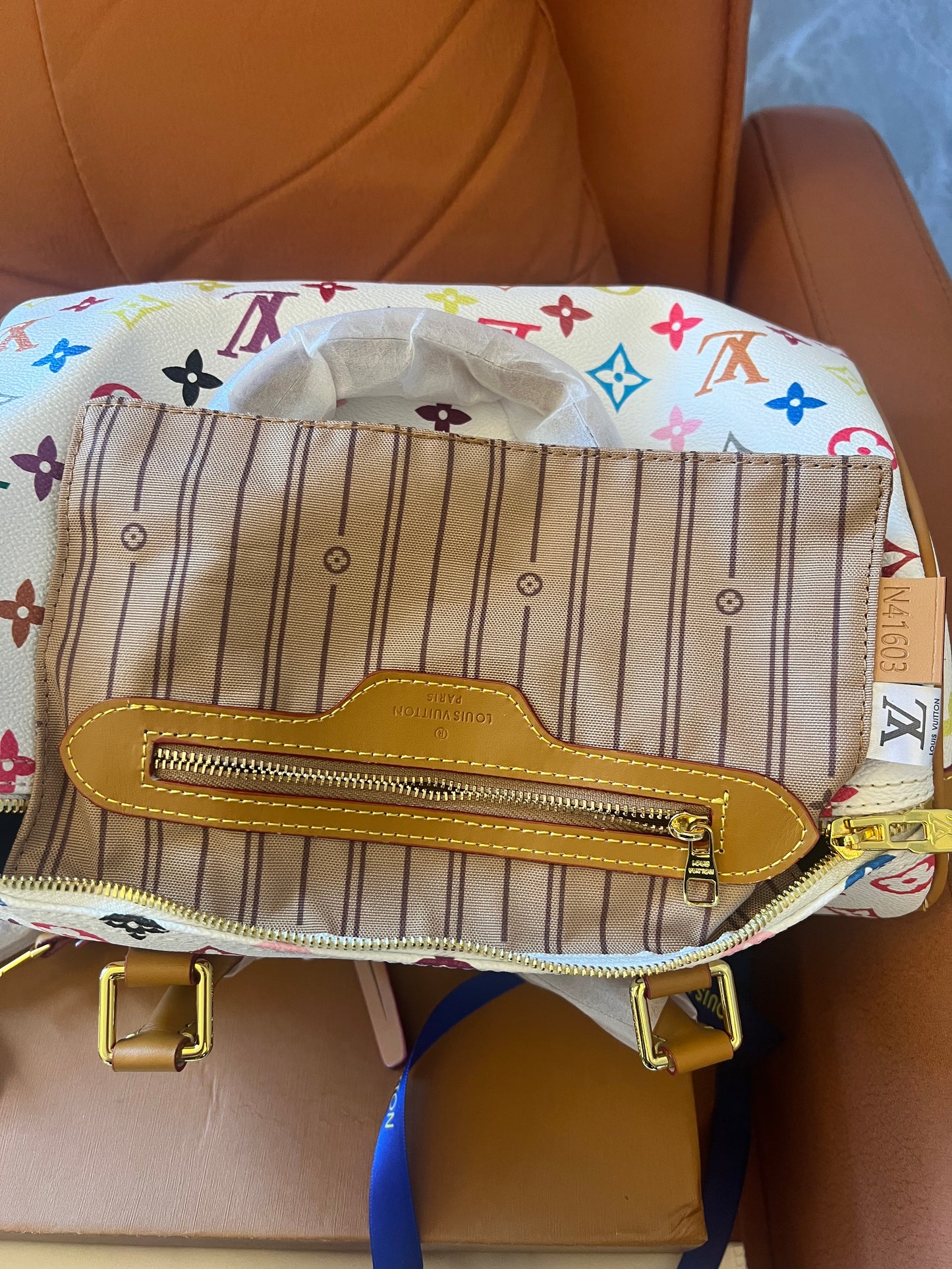 Louis Vuitton White Rainbow Monogram Canvas Leather Speedy 30 Shoulder Bag