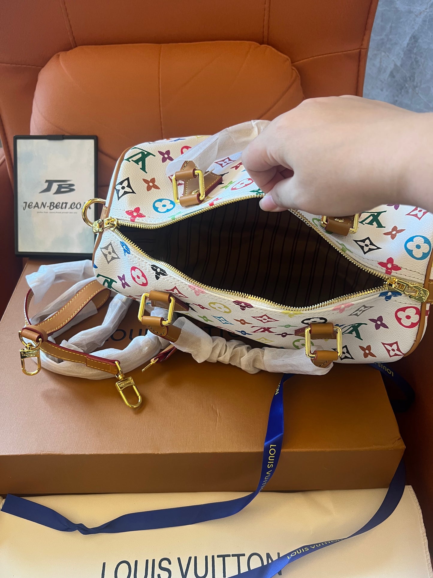 Louis Vuitton White Rainbow Monogram Canvas Leather Speedy 30 Shoulder Bag