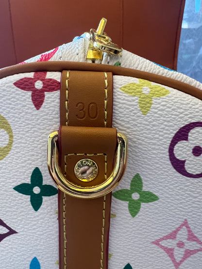 Louis Vuitton White Rainbow Monogram Canvas Leather Speedy 30 Shoulder Bag