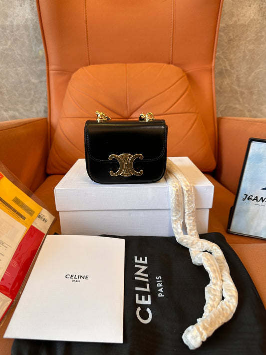 Celine Triomphe Mini Shoulder Bag - Black