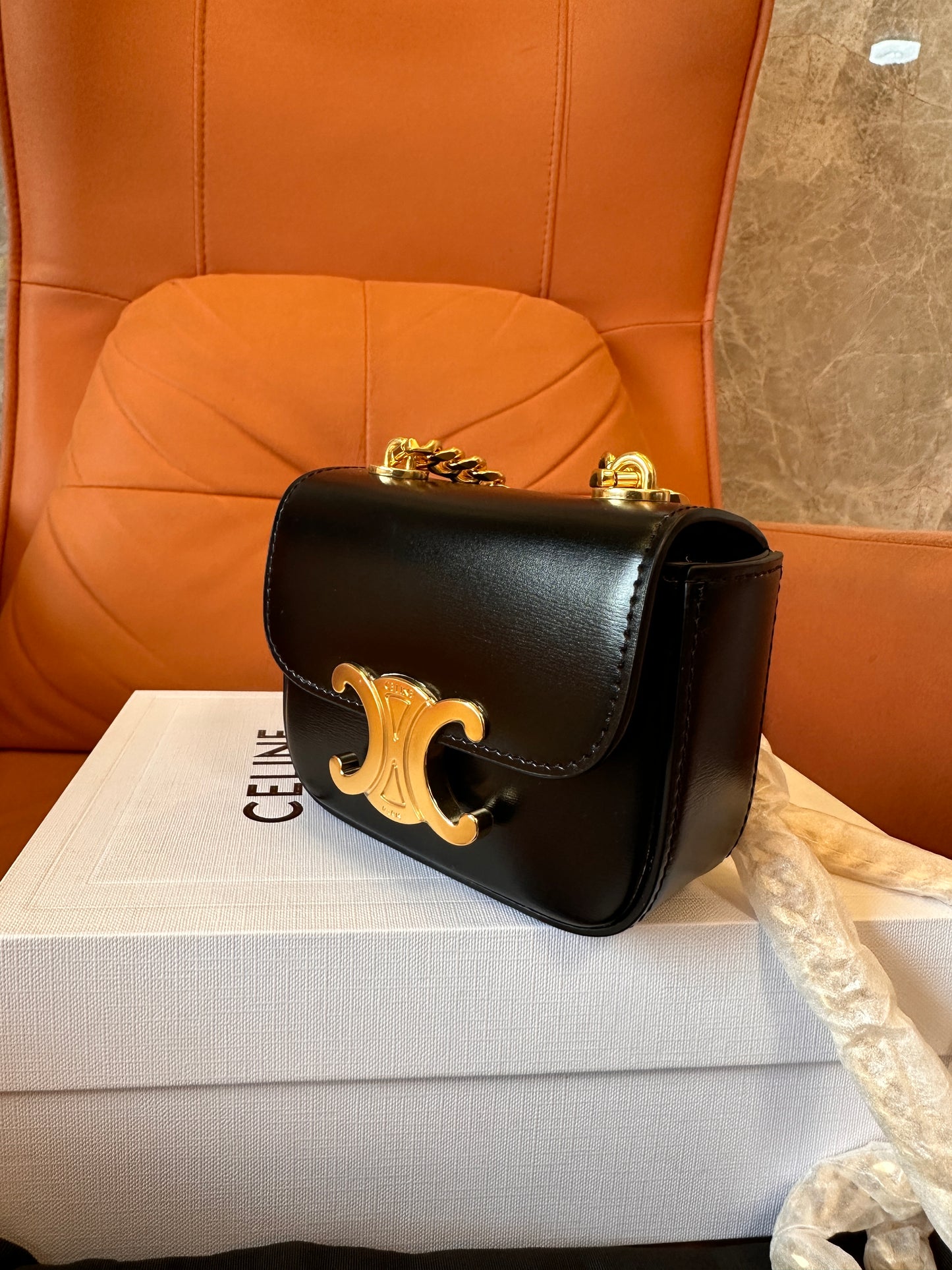 Celine Triomphe Mini Shoulder Bag - Black