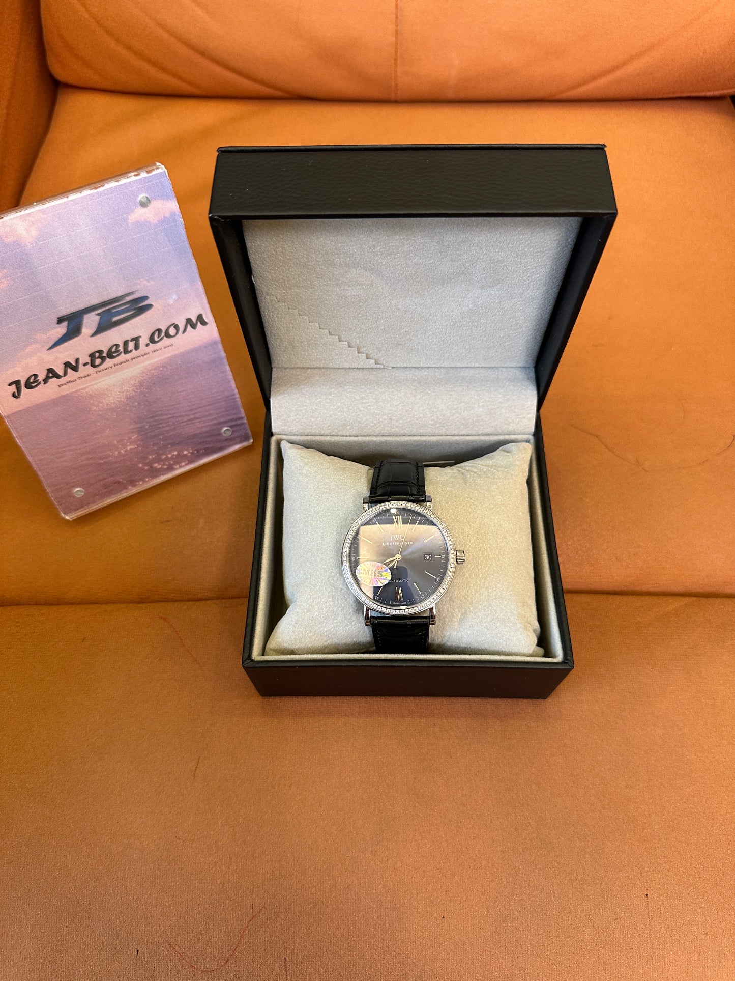 IWC Portofino Automatic Watch with Sunburst Blue Dial and Diamond Bezel