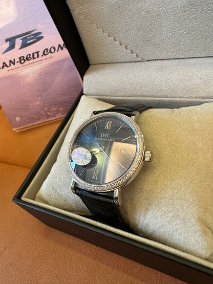 IWC Portofino Automatic Watch with Sunburst Blue Dial and Diamond Bezel