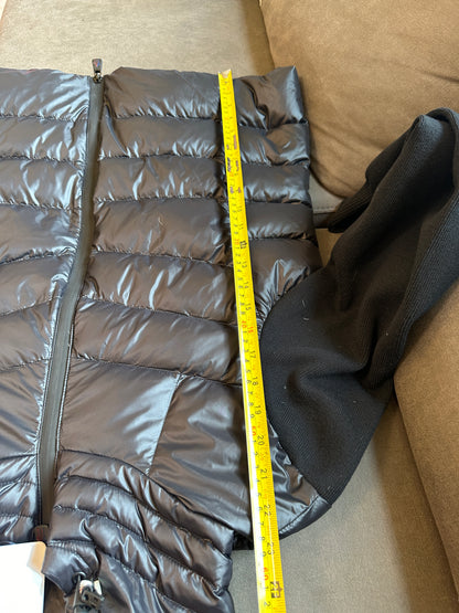 Moncler Knit Sleeve Down Jacket with Hood in Black