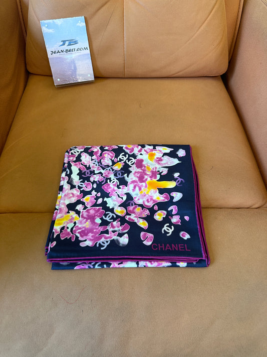 Chanel Floral Print Silk Scarf