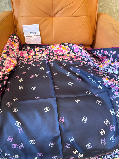 Chanel Floral Print Silk Scarf