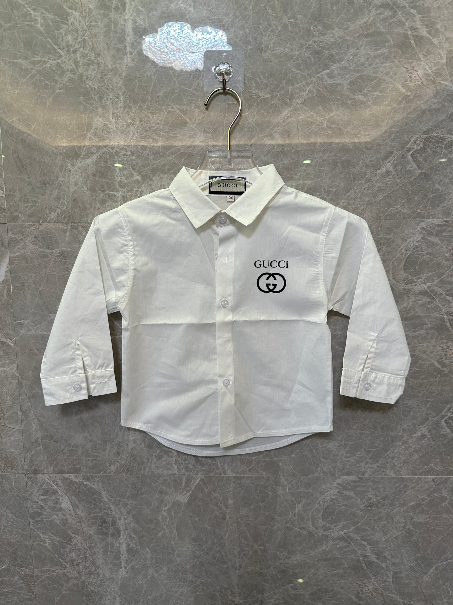 Gucci Kids Camisa Branca de Algodão com Logótipo