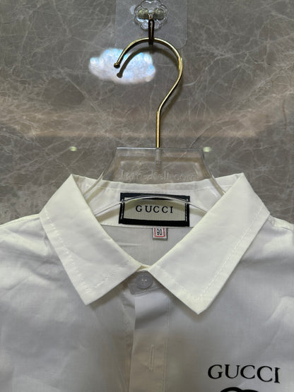 Gucci Kids Camisa Branca de Algodão com Logótipo