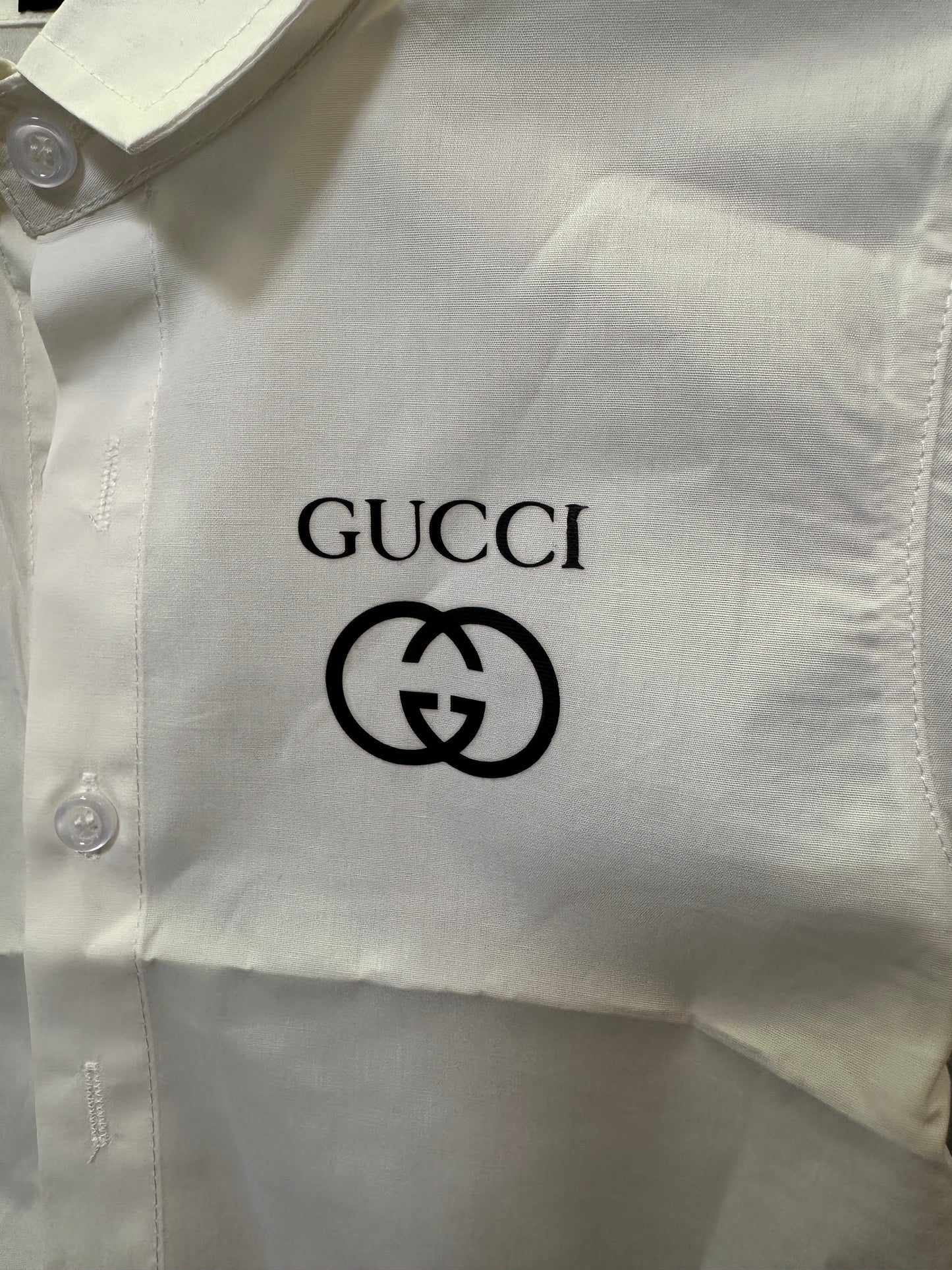 Gucci Kids Camisa Branca de Algodão com Logótipo