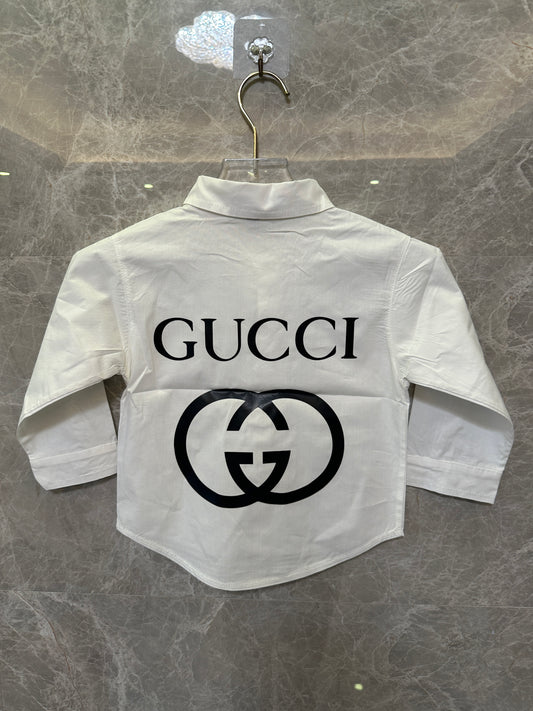 Gucci Kids White Cotton Shirt with Logo Print