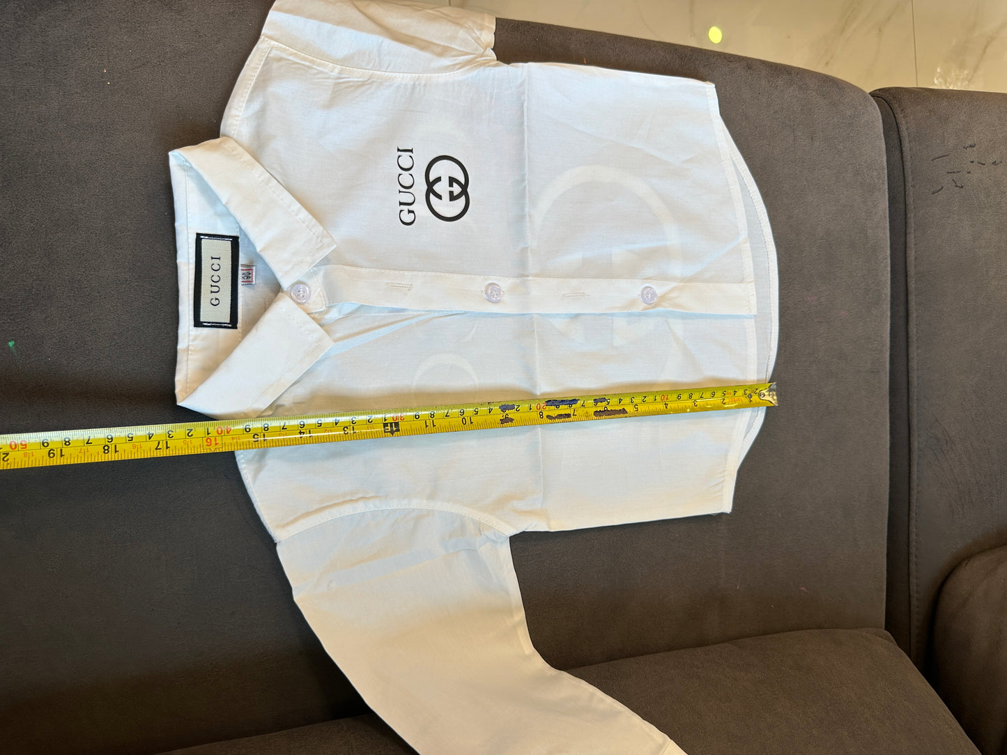 Gucci Kids Camisa Branca de Algodão com Logótipo