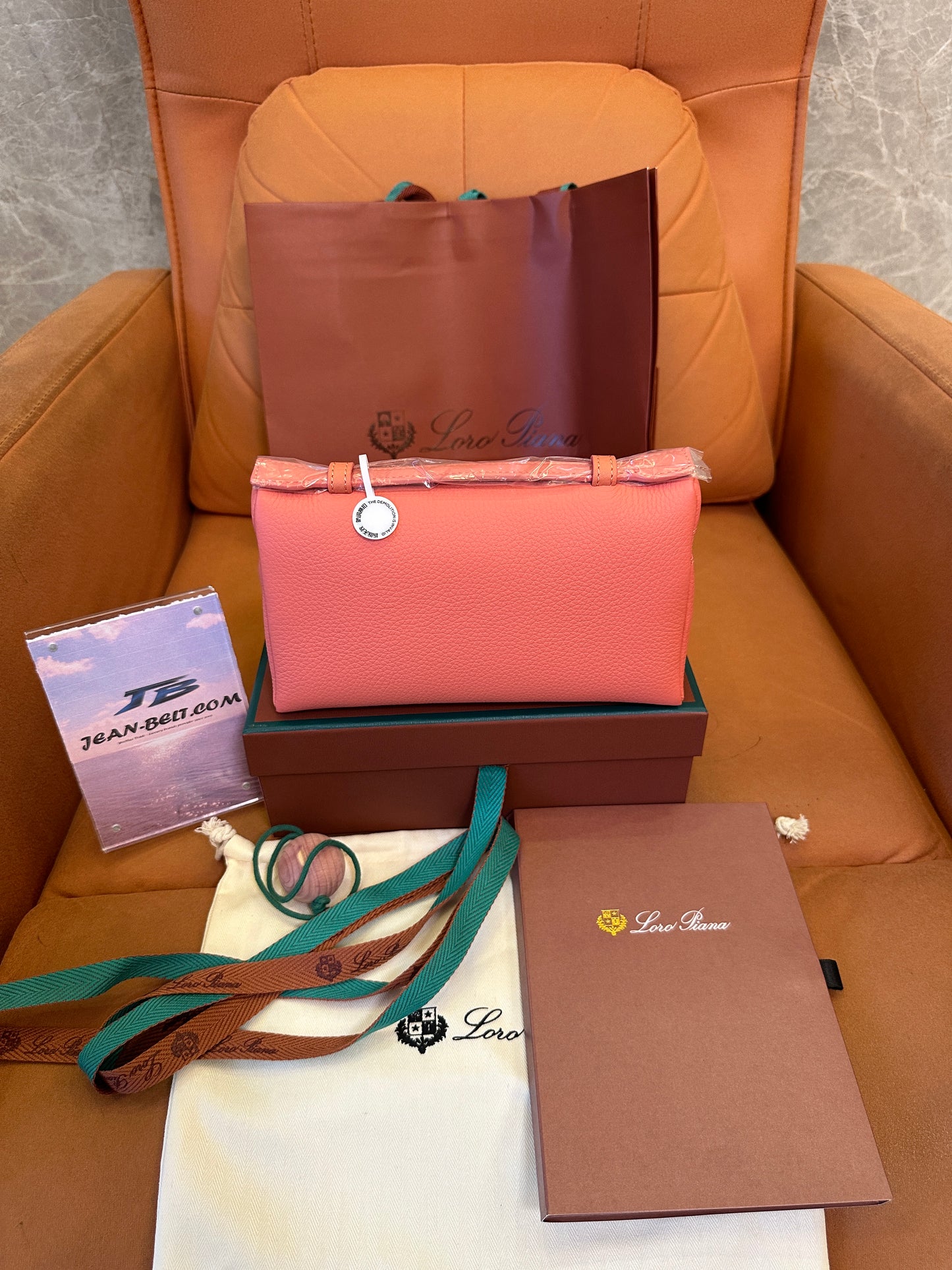 Loro Piana Small Leather Crossbody Bag – Coral Pink