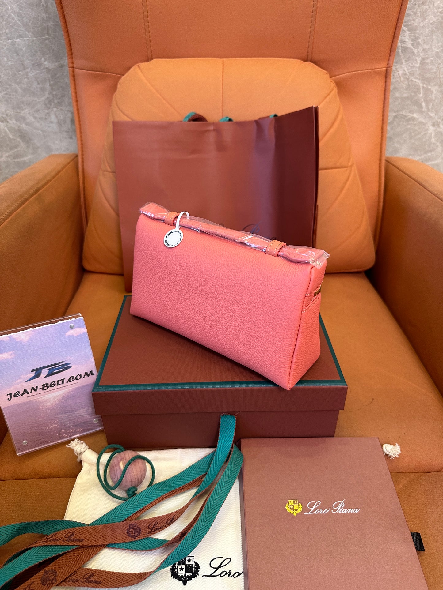 Loro Piana Small Leather Crossbody Bag – Coral Pink