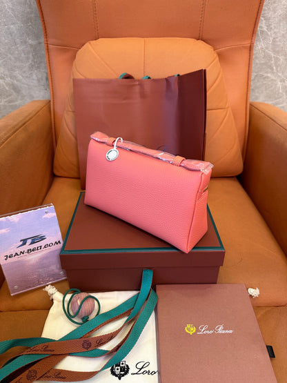 Loro Piana Small Leather Crossbody Bag – Coral Pink
