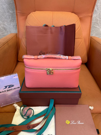 Loro Piana Small Leather Crossbody Bag – Coral Pink