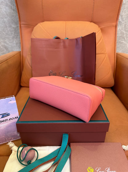 Loro Piana Small Leather Crossbody Bag – Coral Pink