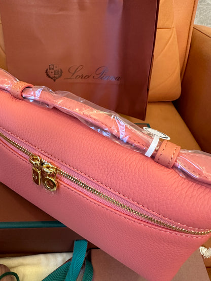 Loro Piana Small Leather Crossbody Bag – Coral Pink