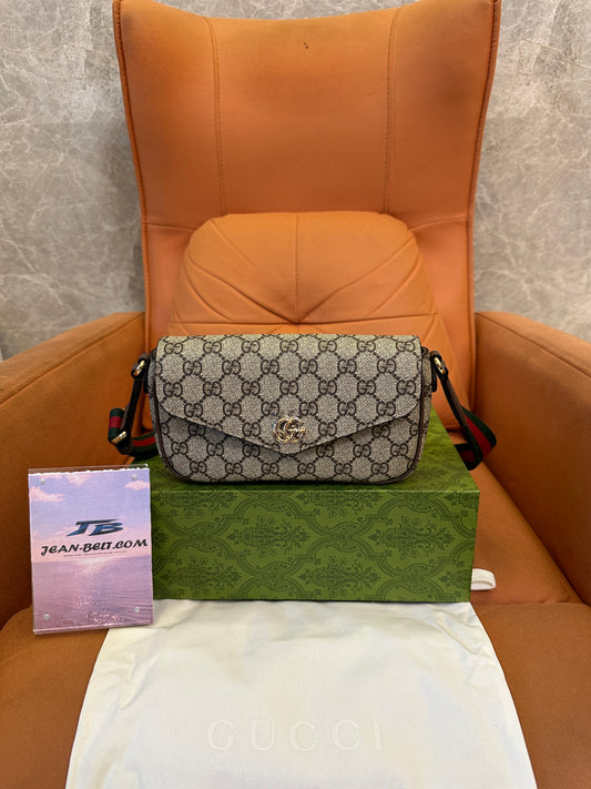 Gucci Small GG Supreme Flap Shoulder Bag