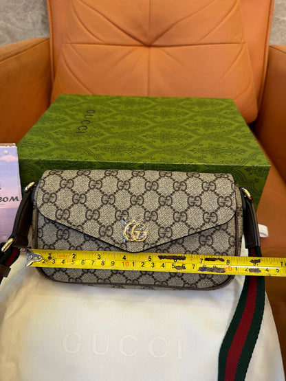 Gucci Small GG Supreme Flap Shoulder Bag