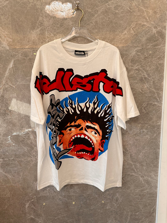 Camiseta oversized com estampa Hellstar - branca