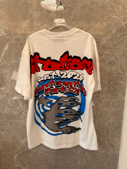 Camiseta oversized com estampa Hellstar - branca
