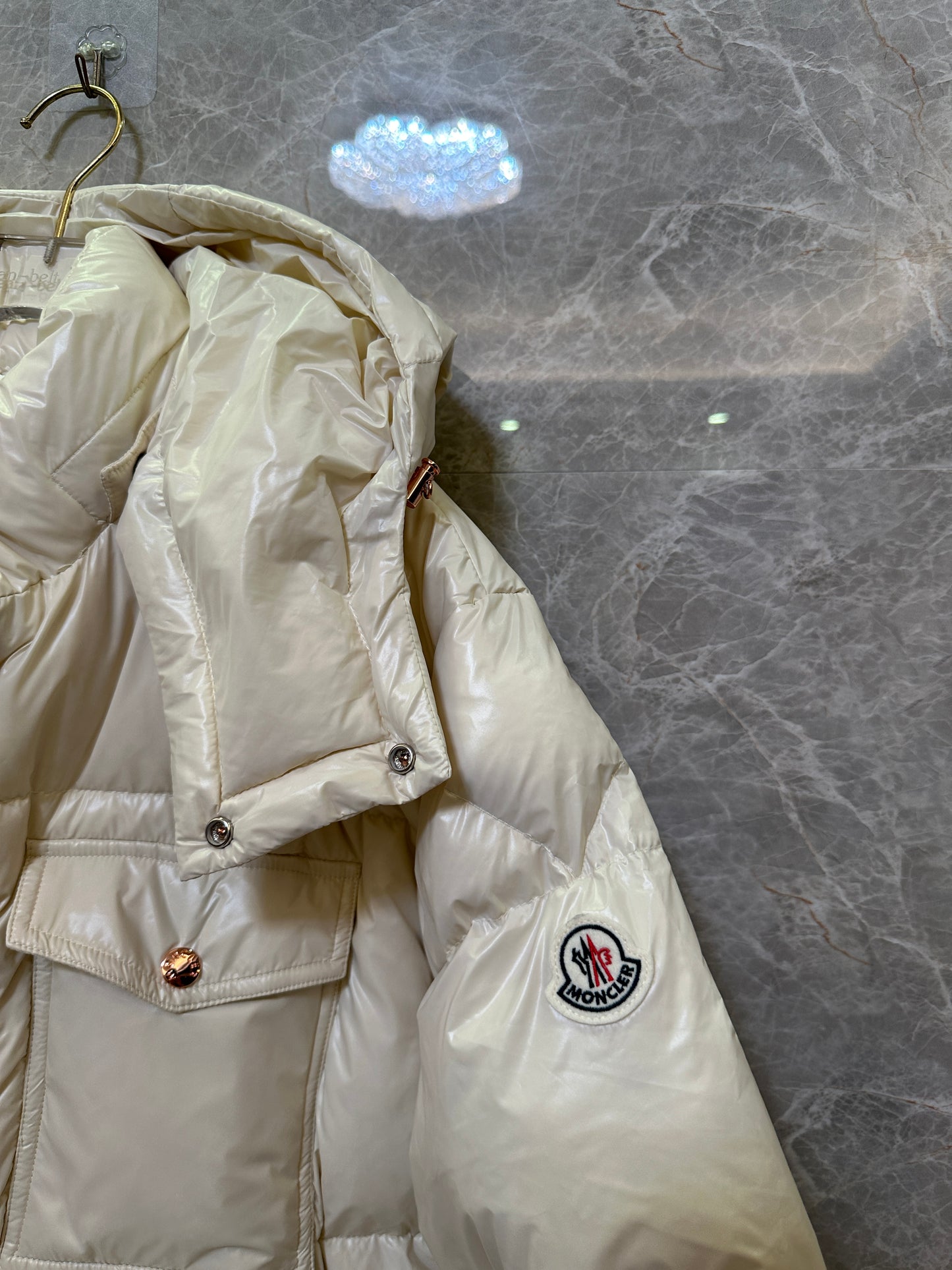 Moncler Glossy Down Jacket – Ivory