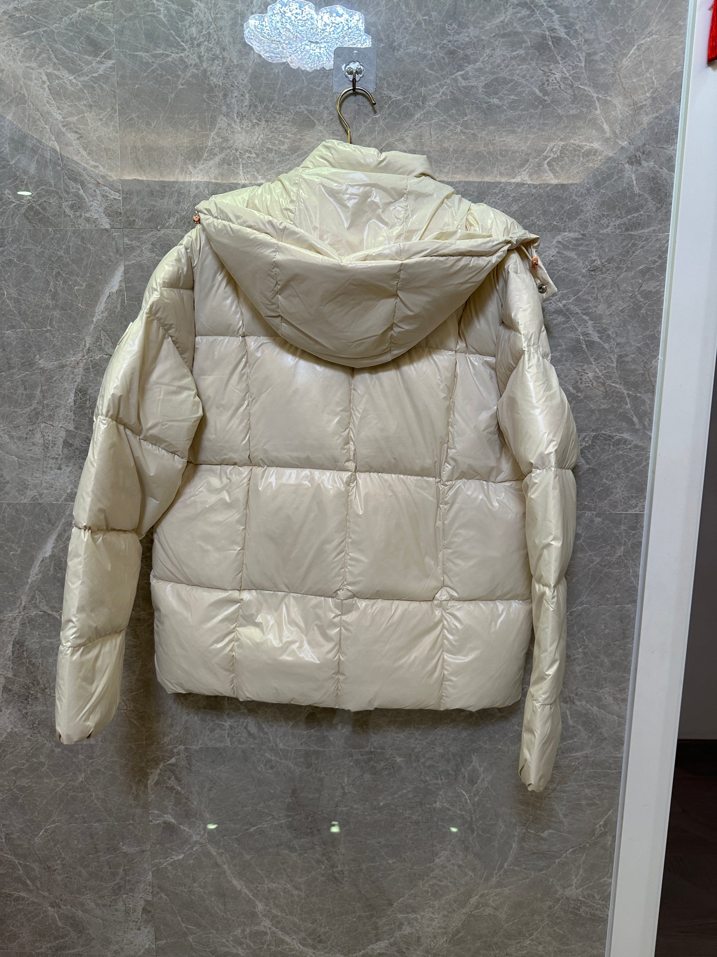 Moncler Glossy Down Jacket – Ivory