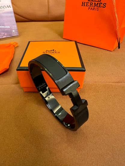 Hermès Collier de Chien Bracelet – Black with Palladium Plated Hardware