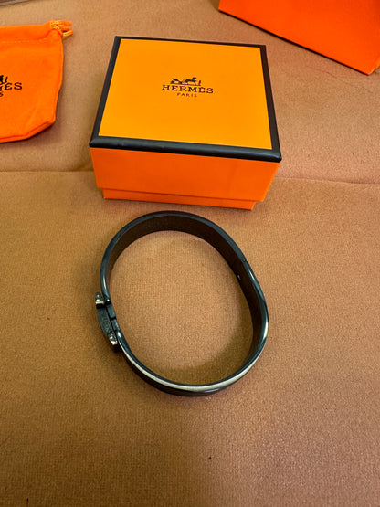 Hermès Collier de Chien Bracelet – Black with Palladium Plated Hardware