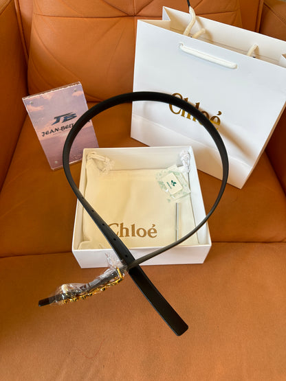 Chloé Alphabet Logo Leather Belt – Beige