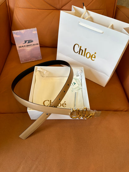 Chloé Alphabet Logo Leather Belt – Beige