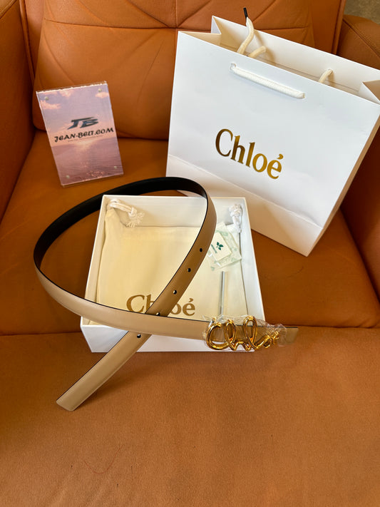 Chloé Alphabet Logo Leather Belt – Beige