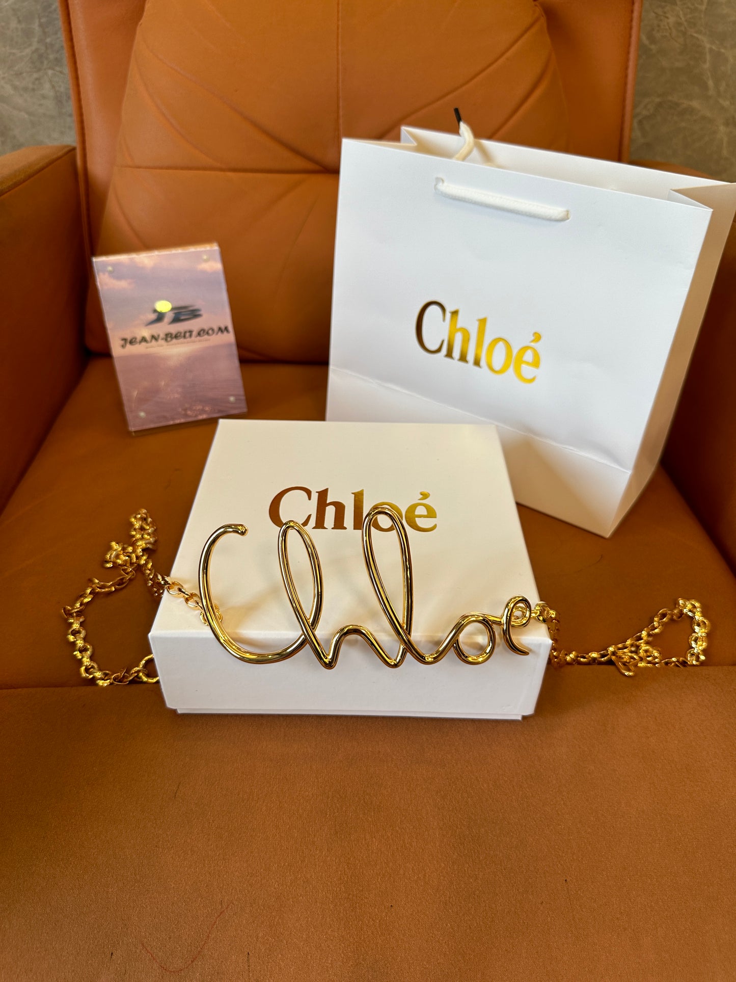 Cinto de Corrente Dourado Chloé Alphabet Script