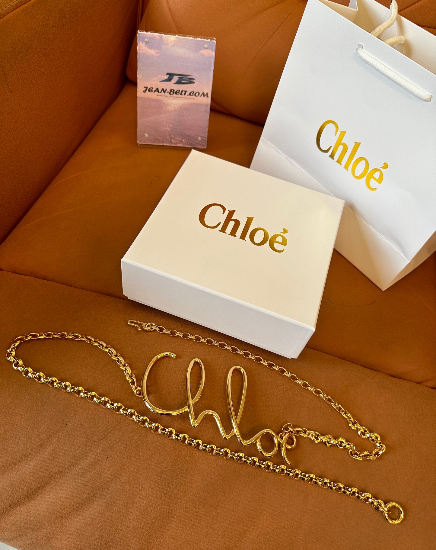 Cinto de Corrente Dourado Chloé Alphabet Script