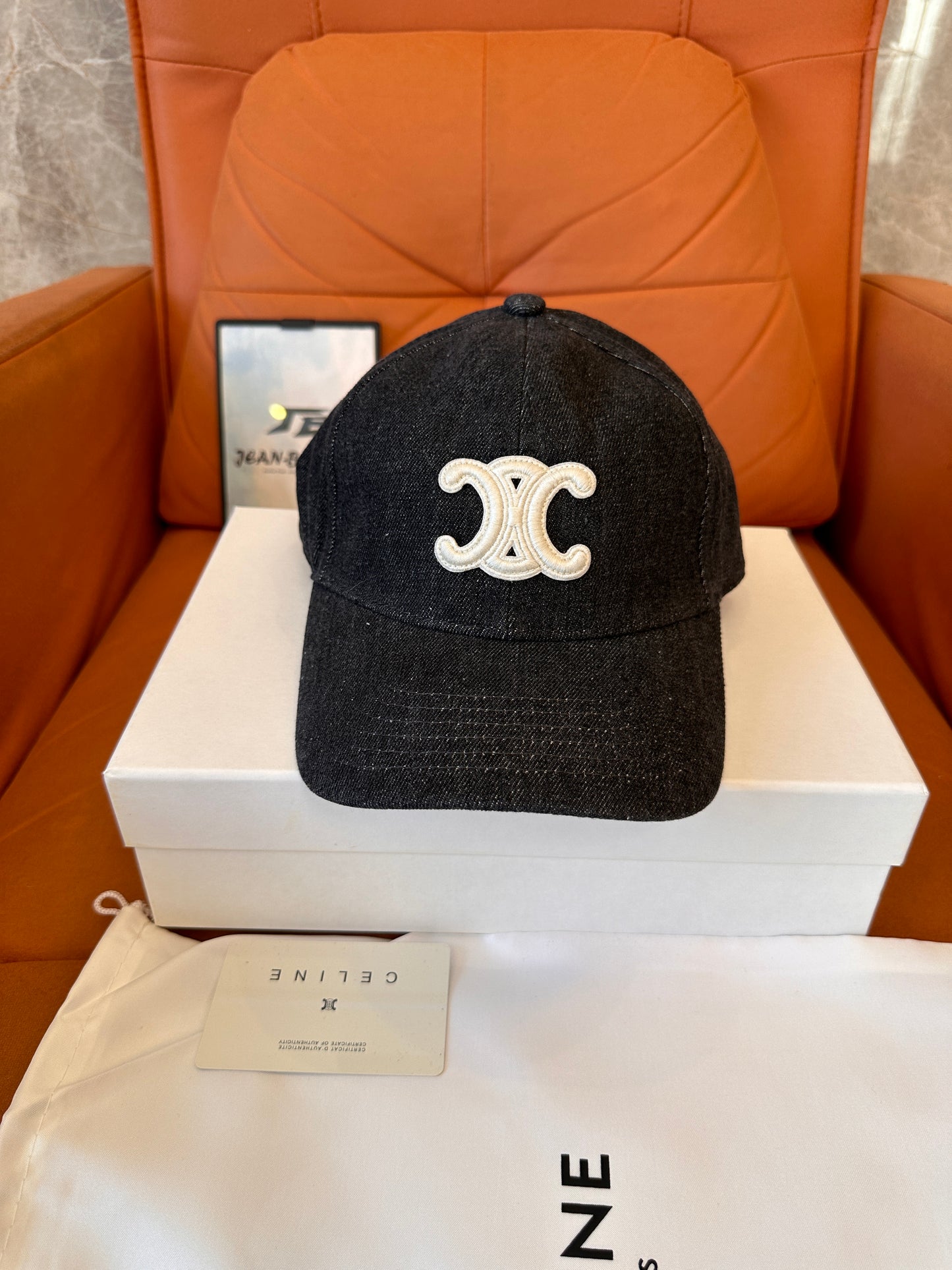 Celine Denim Baseball Cap with Embroidered Logo
