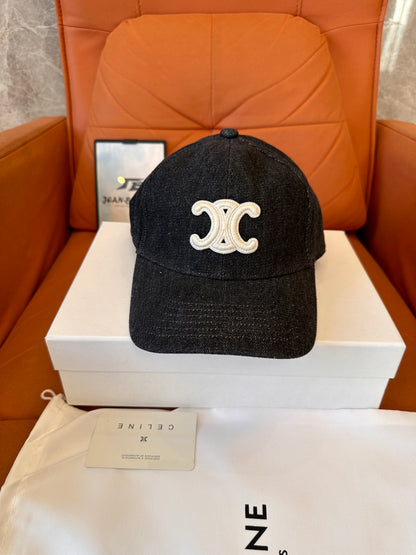 Celine Denim Baseball Cap with Embroidered Logo
