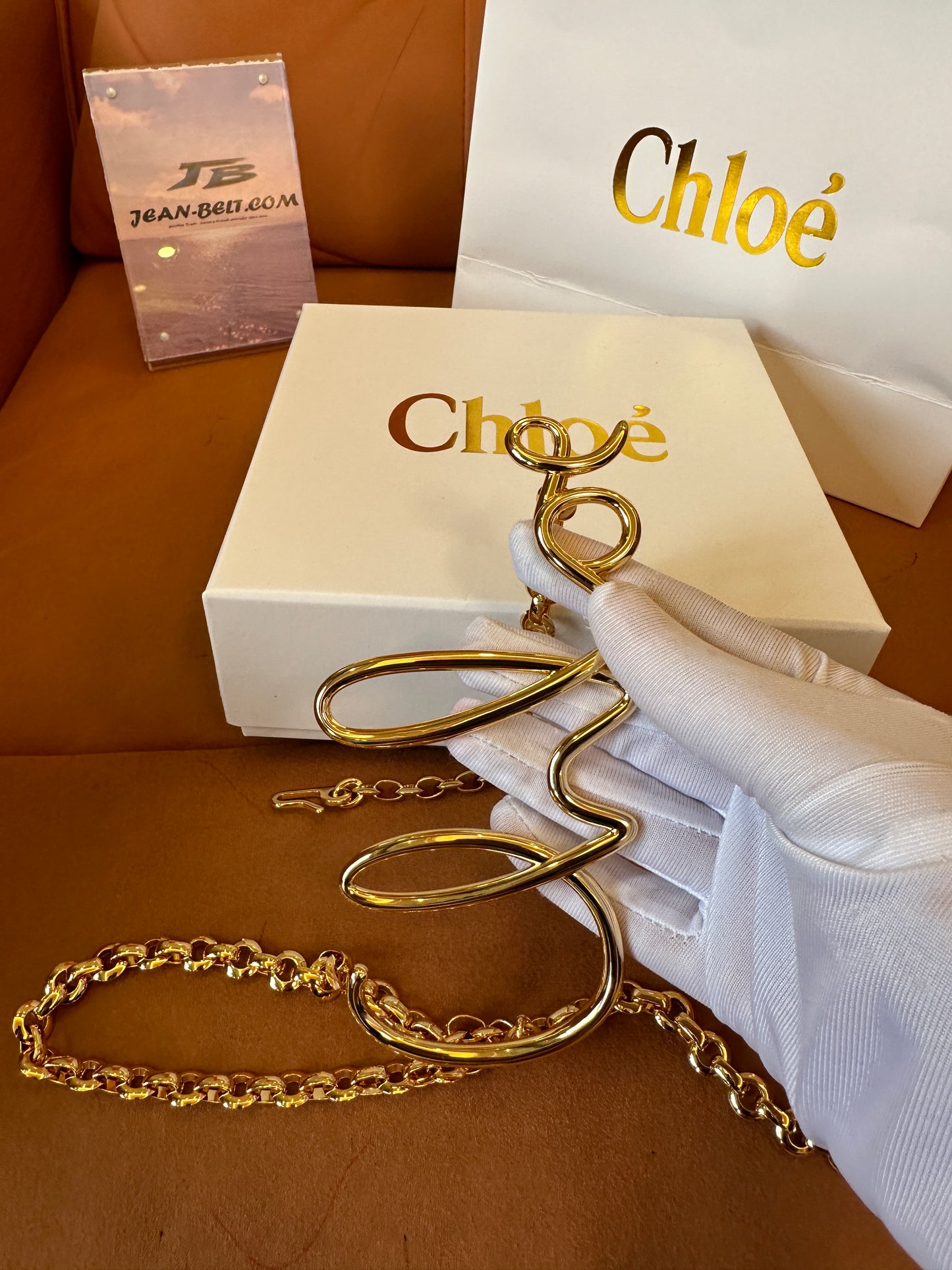 Cinto de Corrente Dourado Chloé Alphabet Script