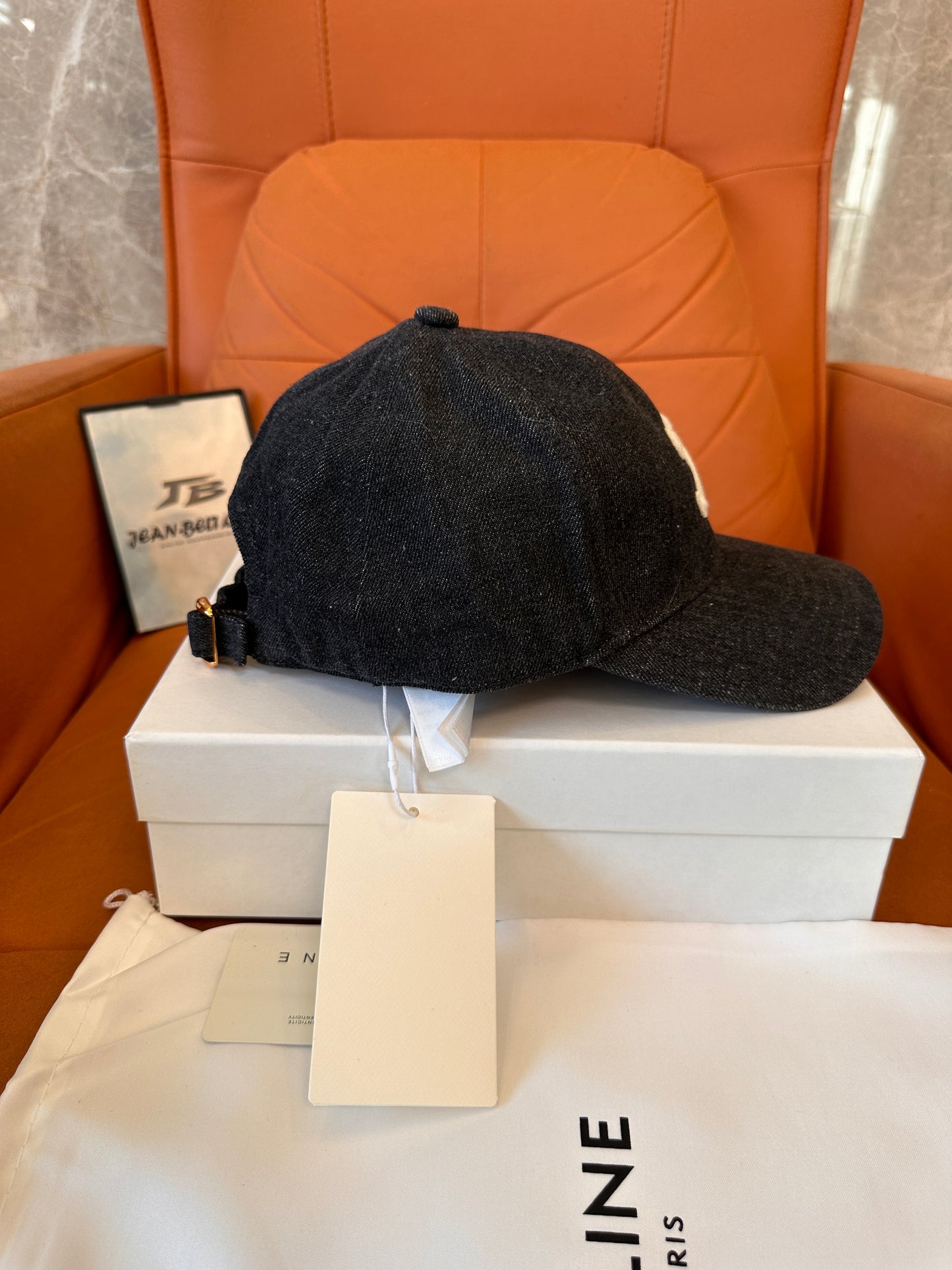 Celine Denim Baseball Cap with Embroidered Logo