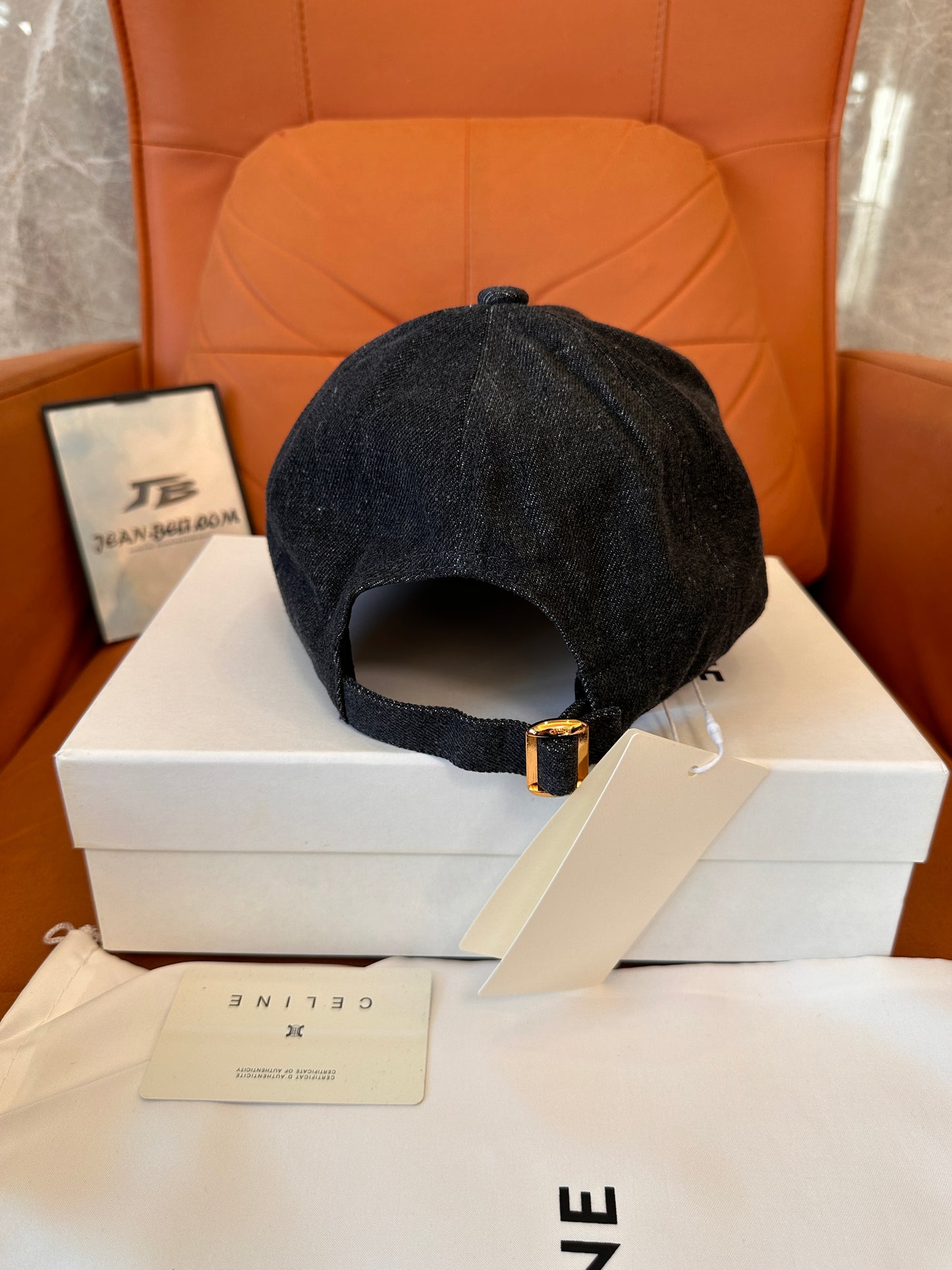 Celine Denim Baseball Cap with Embroidered Logo