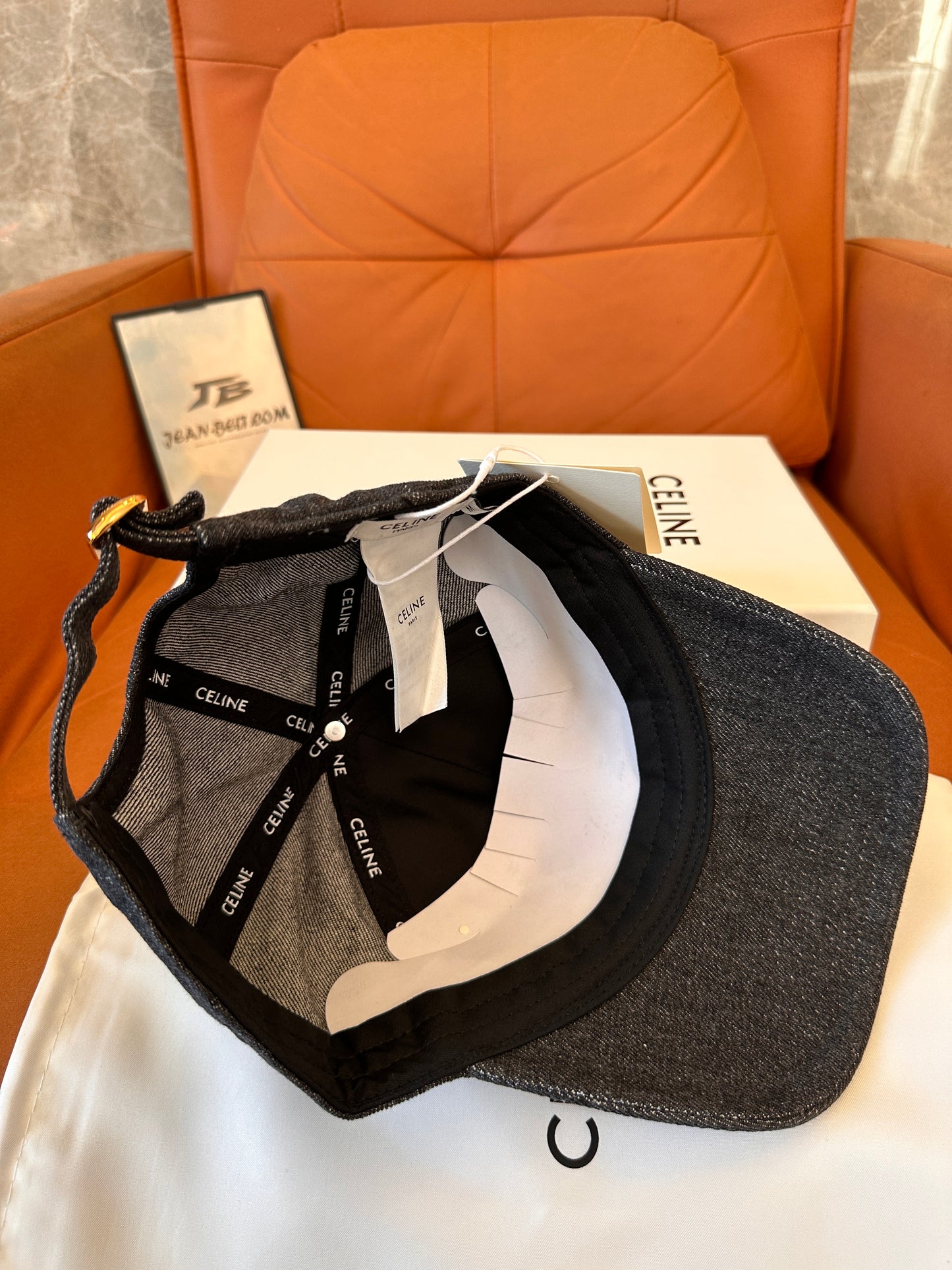Celine Denim Baseball Cap with Embroidered Logo