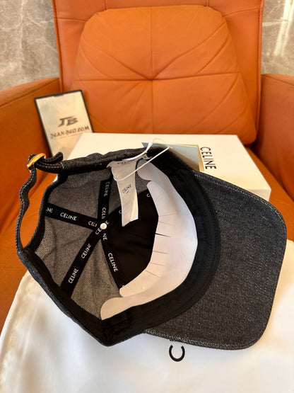 Celine Denim Baseball Cap with Embroidered Logo