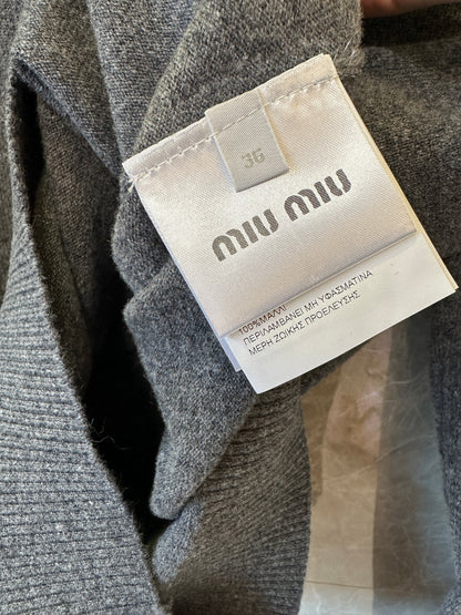 Camisola de Caxemira com Botões Miu Miu em Cinzento Carvão